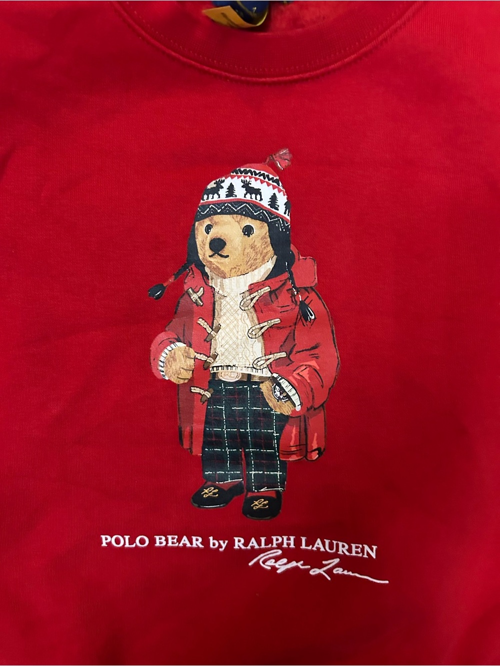 Polo Ralph Lauren Boys Size 7 Polo Bear Red Sweatshirt Winter Bear Crewneck
